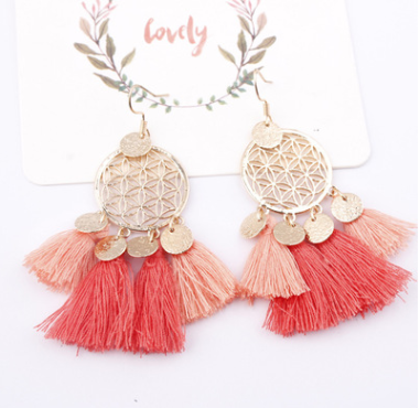 European and American explosions bohemian fringed hollow tassel earrings earrings jewelry