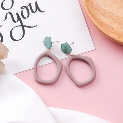 Wild hollow irregular acrylic earrings female geometric contrast color marble earrings