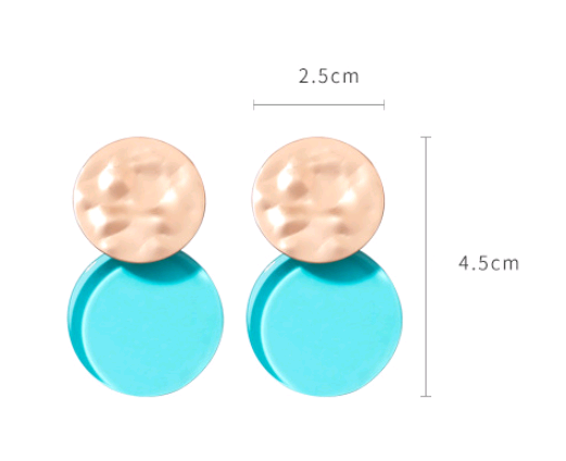 Macarons color acrylic earrings Simple color matching earrings metal irregular color round earrings