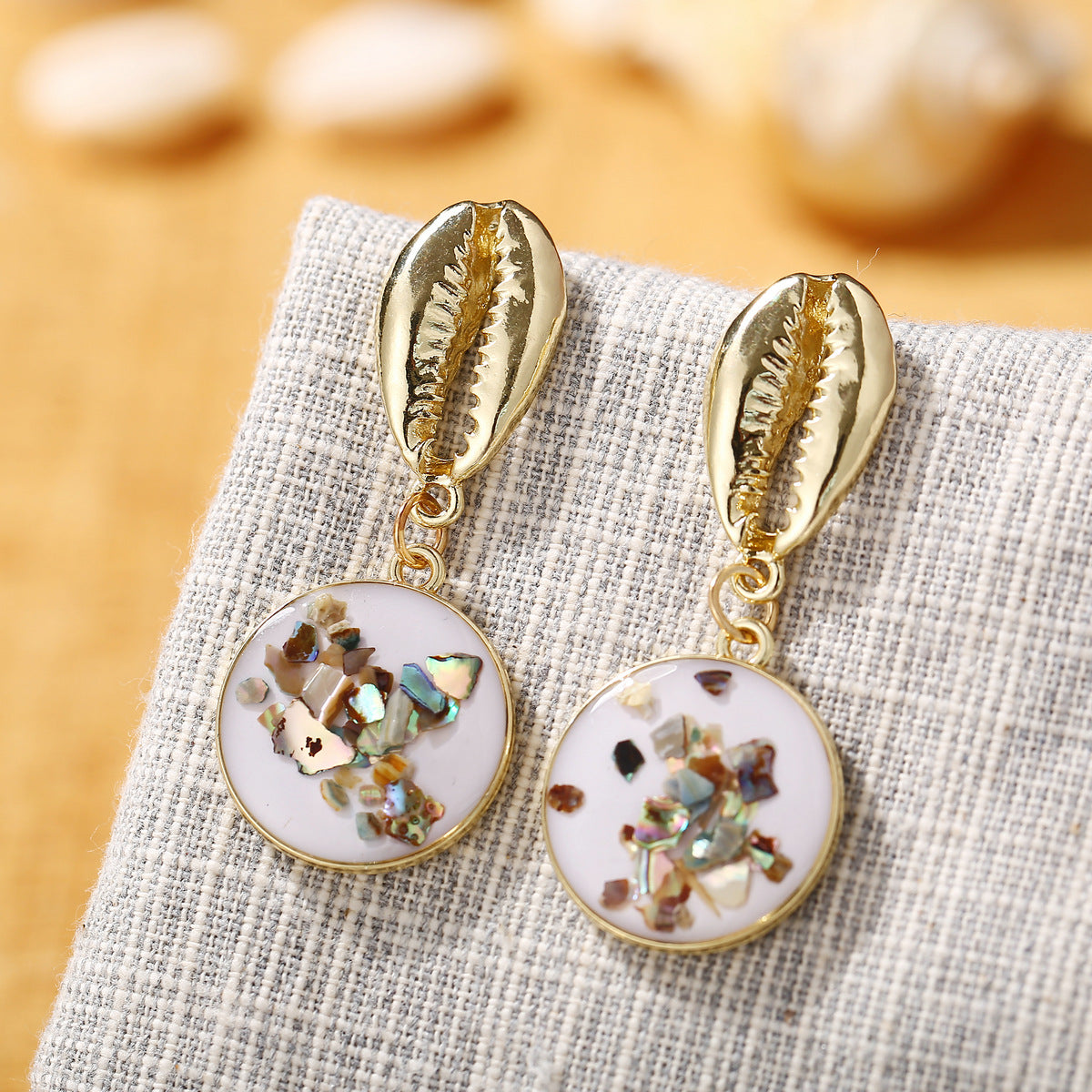 Geometric shell earrings