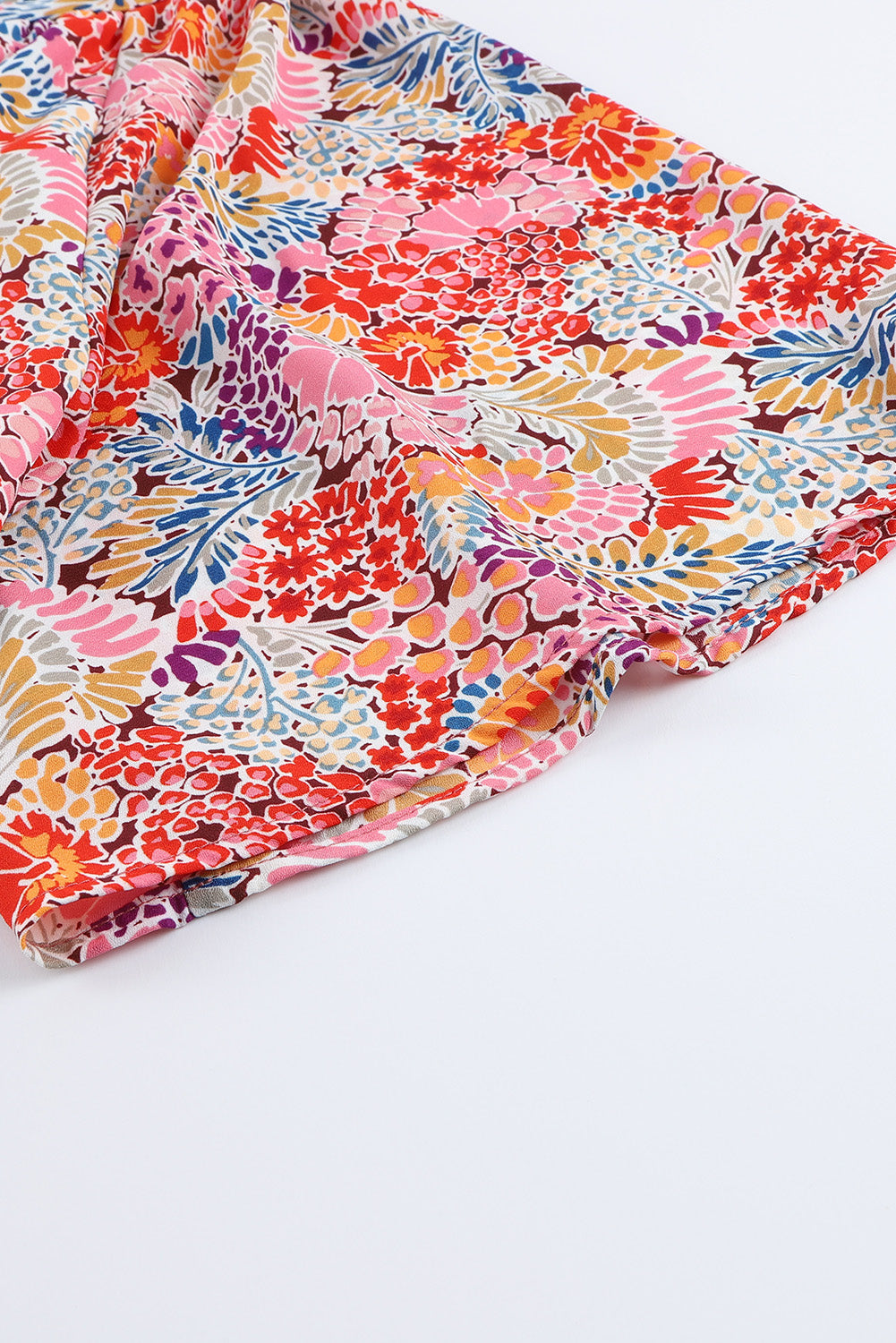 Red Cakewalk Floral Smocked Blouse