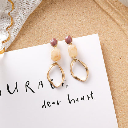 Sweet girl brown earrings literary retro cool acrylic plush earrings wild net red earrings