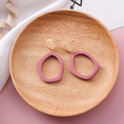 Wild hollow irregular acrylic earrings female geometric contrast color marble earrings