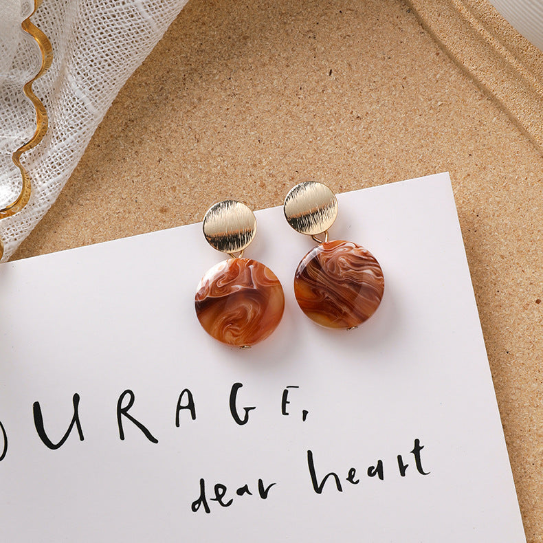 Sweet girl brown earrings literary retro cool acrylic plush earrings wild net red earrings