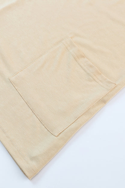 White Side Pockets Short Sleeve Tunic Top