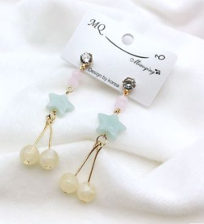 Earrings spring and summer new exaggerated wood silk satin flowers hypoallergenic boutique earrings earrings