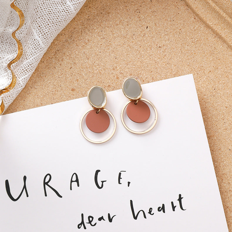 Sweet girl brown earrings literary retro cool acrylic plush earrings wild net red earrings