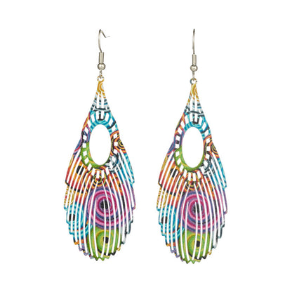 Round feather earrings