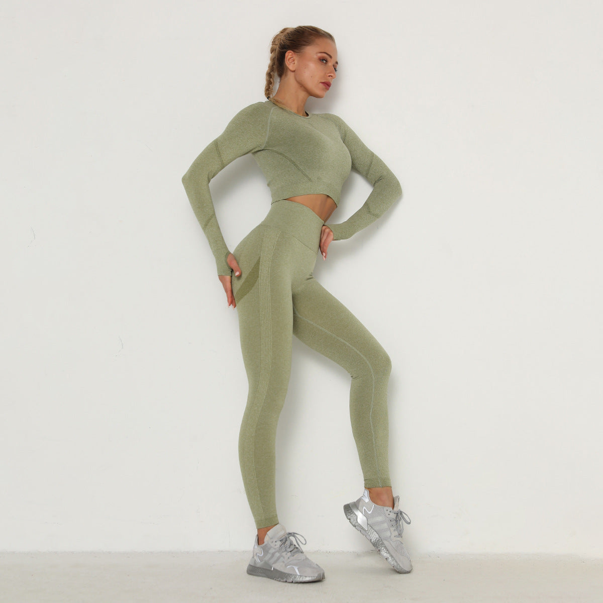 Pleated seamless yoga clothing suit