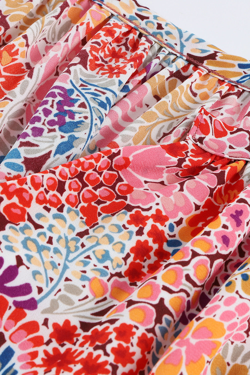 Red Cakewalk Floral Smocked Blouse