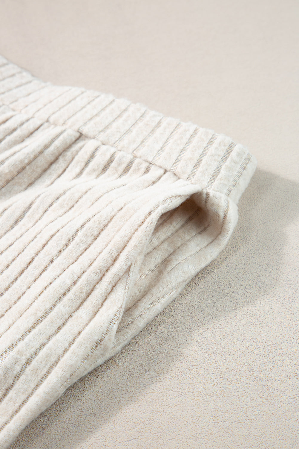 Apricot Ribbed Knit Loose Long Sleeve Top Skinny Pants Set