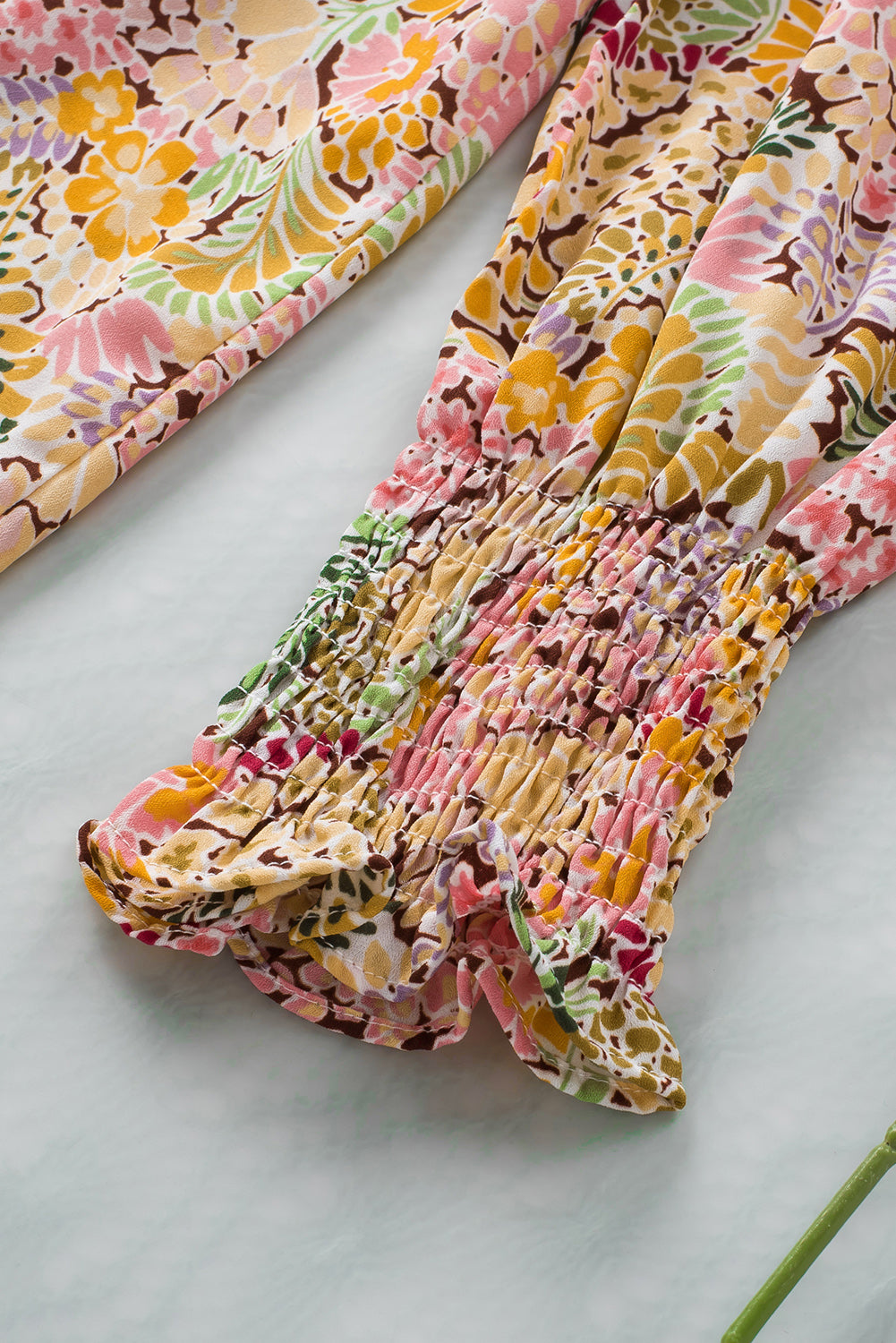 Red Cakewalk Floral Smocked Blouse