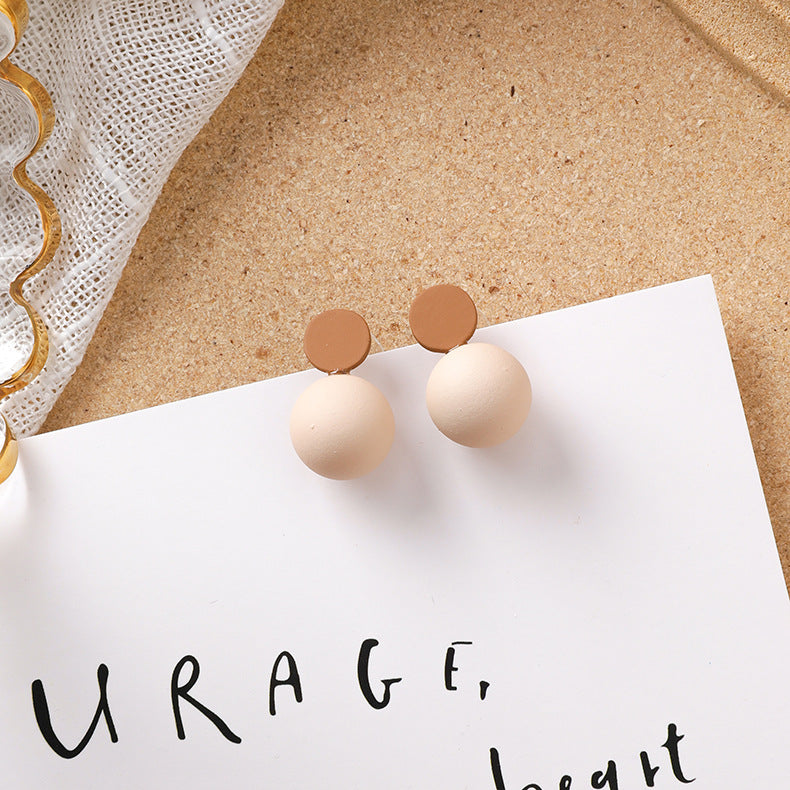 Sweet girl brown earrings literary retro cool acrylic plush earrings wild net red earrings