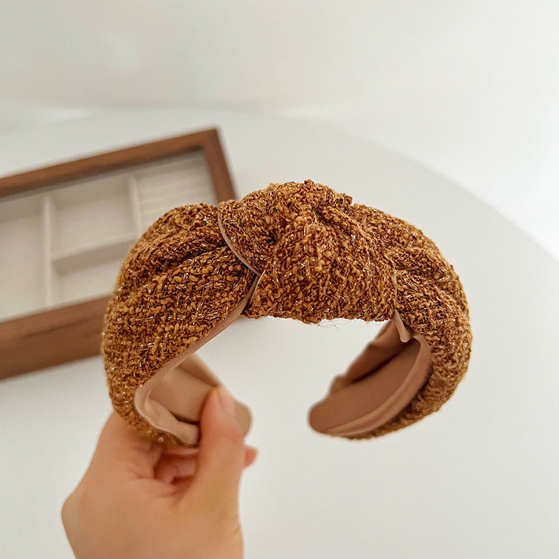 Classic Style Dark Coffee Wool Knot In The Middle Headband
