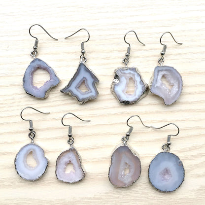 Personality exaggerated earrings long/round agate earrings