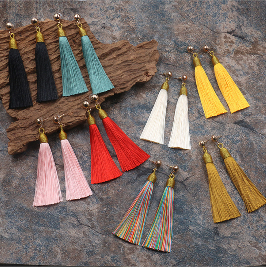 Fringed long earrings