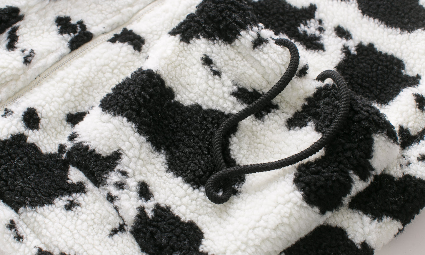 Cow pattern road plush padded cotton clothing