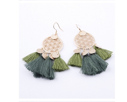 European and American explosions bohemian fringed hollow tassel earrings earrings jewelry