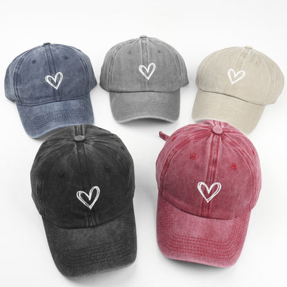 Female Love Embroidered Couple Duck Tongue Hat