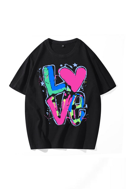 Women's Printed Letter Crew Neck T-shirt