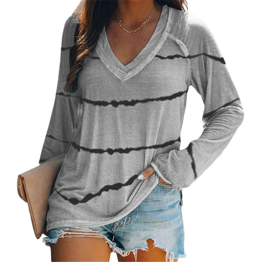Tie-Dye Stripes Printed Long-Sleeved Women's Clothing