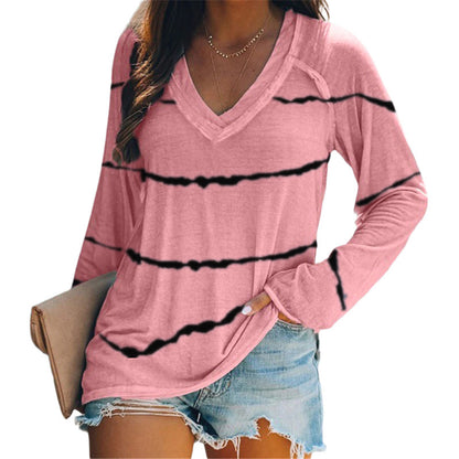 Tie-Dye Stripes Printed Long-Sleeved Women's Clothing
