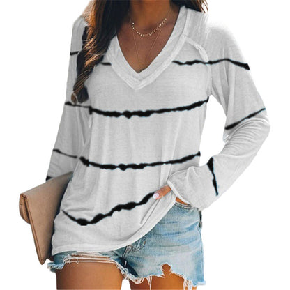 Tie-Dye Stripes Printed Long-Sleeved Women's Clothing