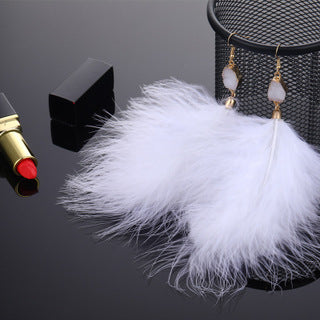 Exaggerated Feather Plush Earrings Luxury Temperament Ladies Earrings