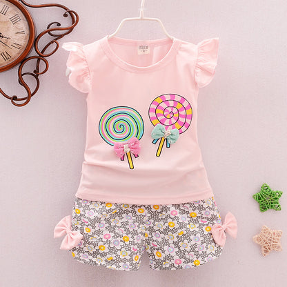 Girls Cartoon Two-Piece Children's Clothing Cotton Girls