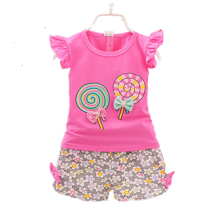Girls Cartoon Two-Piece Children's Clothing Cotton Girls