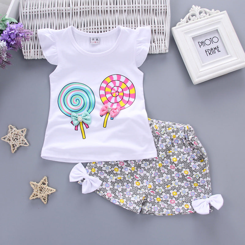 Girls Cartoon Two-Piece Children's Clothing Cotton Girls