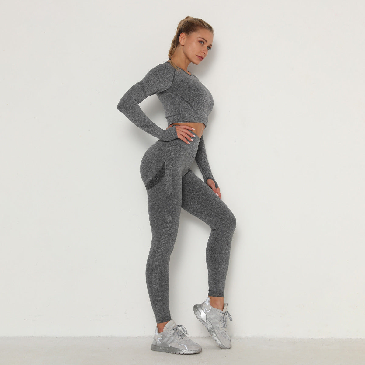 Pleated seamless yoga clothing suit