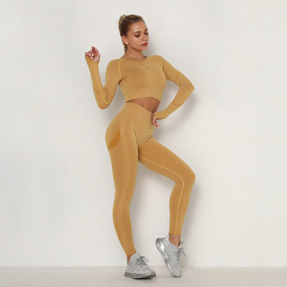 Pleated seamless yoga clothing suit