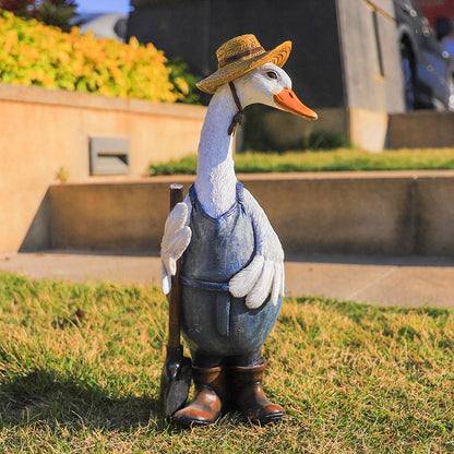 Cute Resin Duck Outdoor Statue Flexible Simulation Duck Ornaments For Outdoor Yard Lawn Garden Decorations