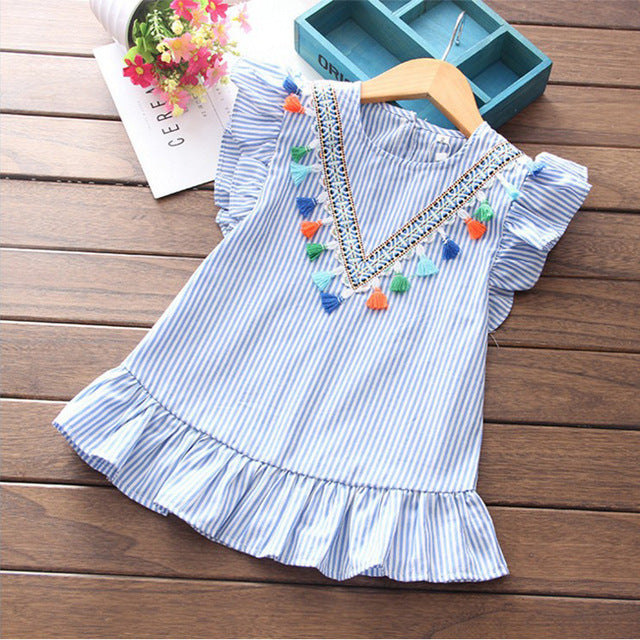 Striped Parent-child Wear Lace Fringed Lotus Leaf Mother Women's Clothing