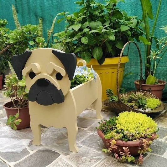 Creative Cartoon Animal Cute Wooden Dog Potted Garden Decoration
