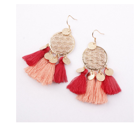 European and American explosions bohemian fringed hollow tassel earrings earrings jewelry