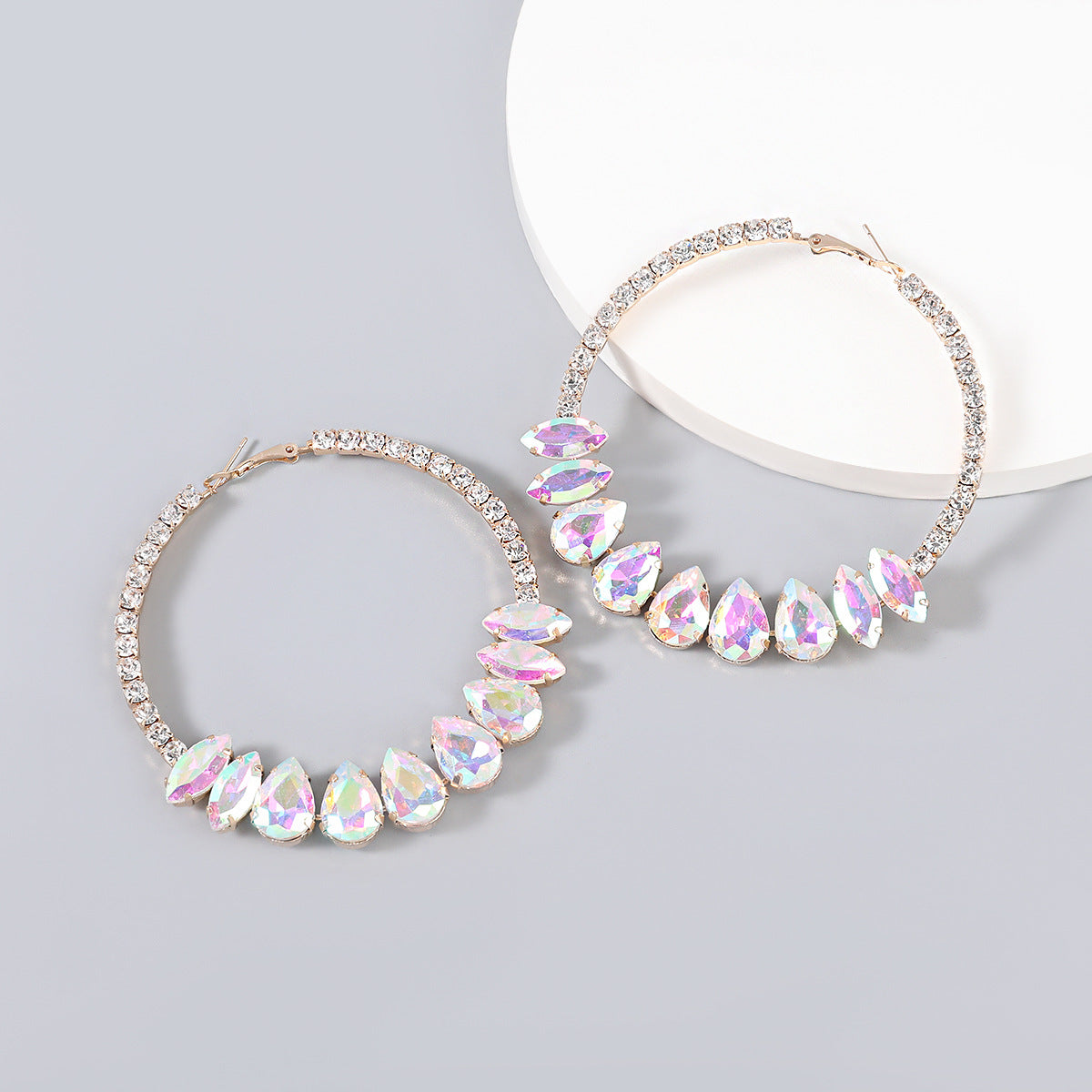 Claw Chain Series Alloy Diamond Round Earrings For Women