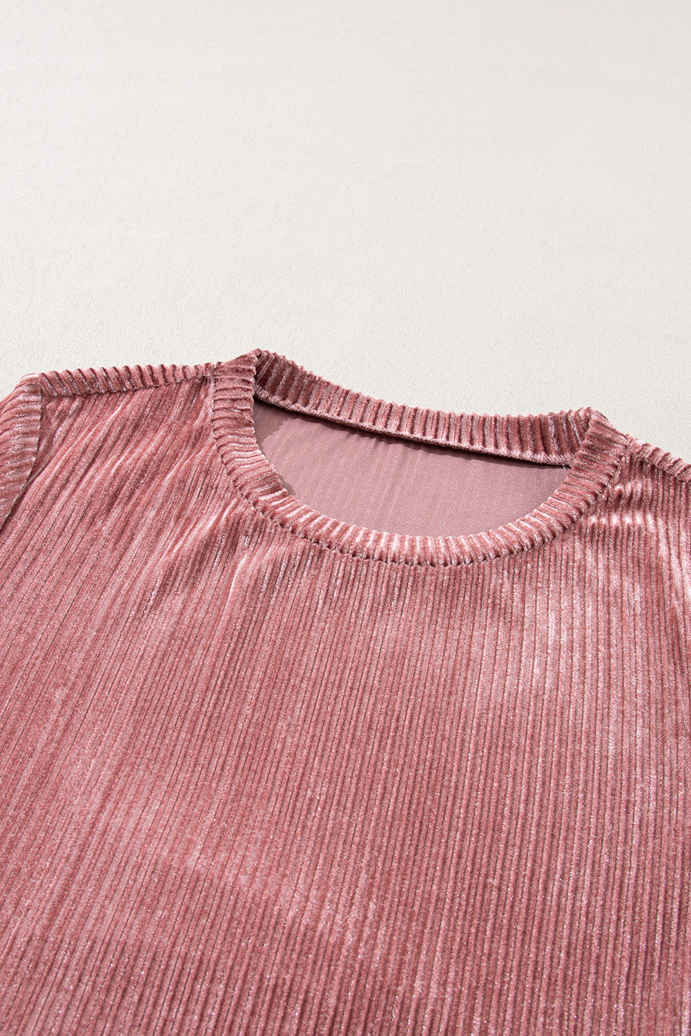 Blackish Green Smocked Ribbed Velvet Babydoll Top