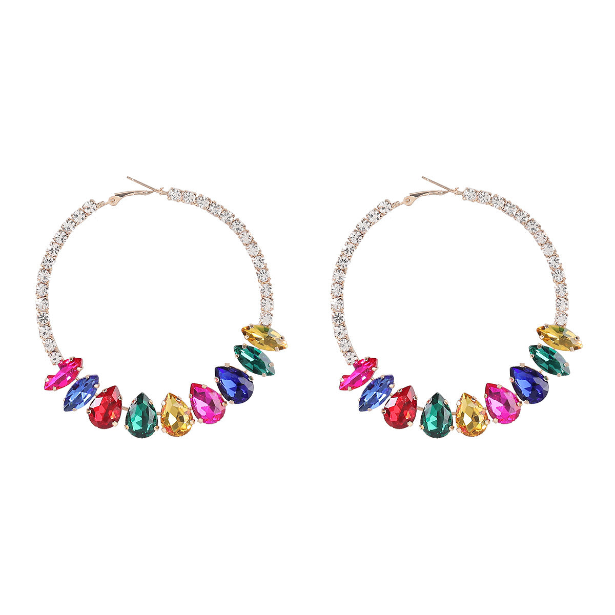Claw Chain Series Alloy Diamond Round Earrings For Women