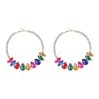 Claw Chain Series Alloy Diamond Round Earrings For Women