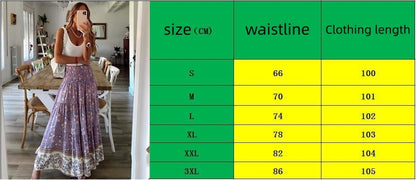 Women's Clothing Printed Skirt Casual High Waist Long Skirt