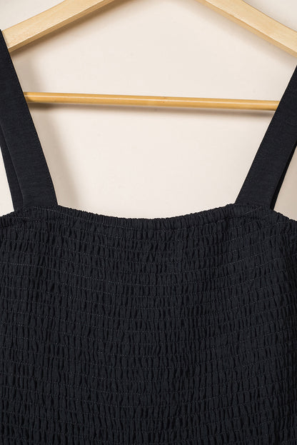 Pink Abstract Floral Painting Smocked Wide Leg Jumpsuit