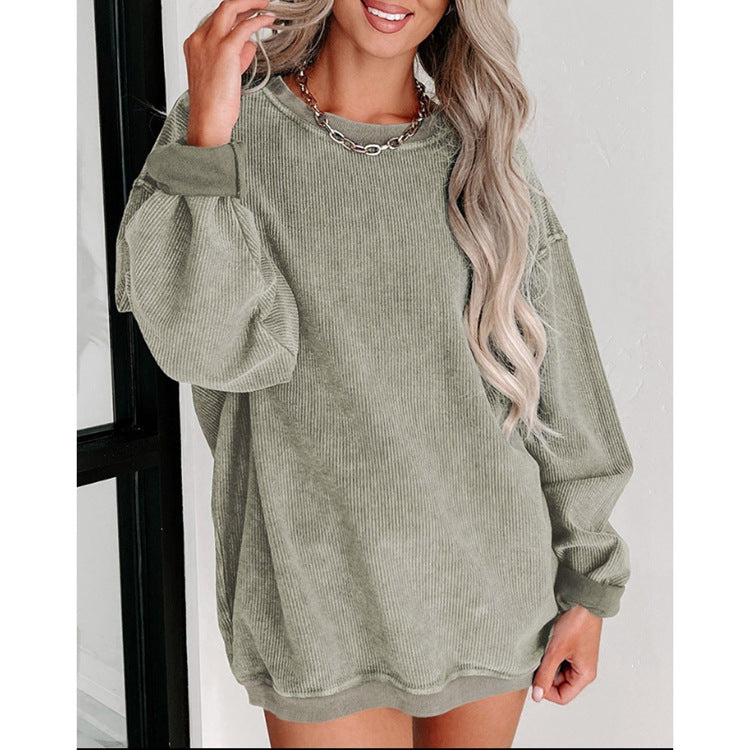 Women's Clothing Popular Brushed Hoody Women's Loose Crew Neck Top
