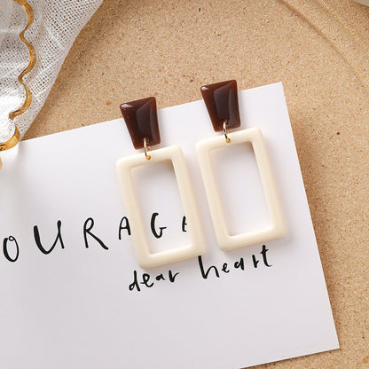 Sweet girl brown earrings literary retro cool acrylic plush earrings wild net red earrings