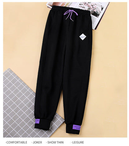Loose-fit Tappered Trousers Children's Velvet Padded Slimming Sports Harem Sweatpants