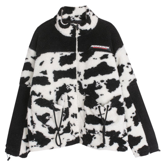 Cow pattern road plush padded cotton clothing