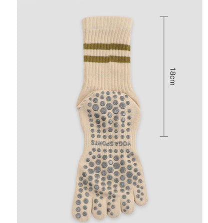 Autumn And Winter Striped Long Tube Yoga Socks Women's Non-slip Mid Tube