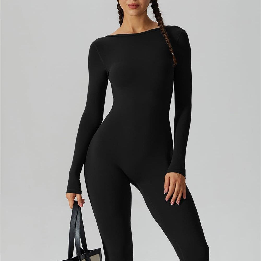 Women's Fashion Long Sleeve Belly-contracting Jumpsuit