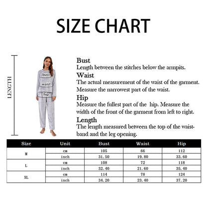 Women's Printed Flannel Homewear Long Sleeve Trousers Suit Soft